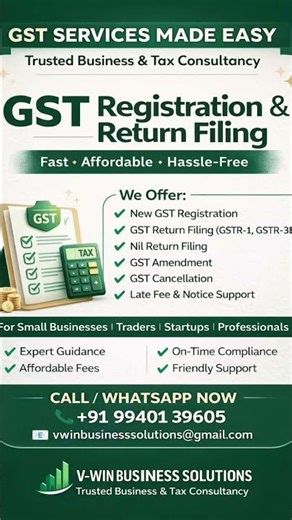 GST REGISTRATION & MONTHLY RETURN FILING AND ALL GST RELATED WORKS WE DOING @ AFFORDABLE PRICE.