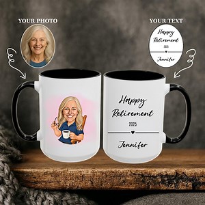 Custom Retirement Caricature Drawing Mug; Personalized Image for Retirement Cartoon Coffee Cup - Etsy