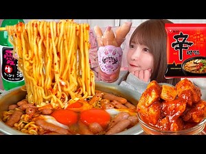 【大食い】辛ラーメンアレンジ【ASMR】