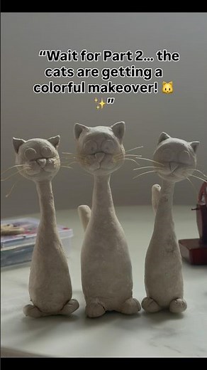 “DIY Clay Cats 🐱🎨 From Grey to Colorful Magic! | Amazing Transformation”