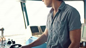 dynamic positioning officer operationg bridge ship equipment of offshore dp vessel thruster pitch propellers and joystick system