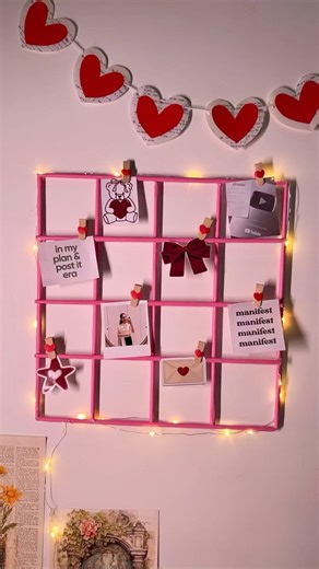 DIY aesthetic wall grid made from paper 🎀✨ #diy #craft #wallart #handmade #roomdecor #desksetup