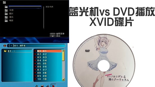 蓝光机 vs DVD 播放XVID碟片