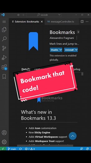 Never waste time searching through your code again! #vscode #techtok #codetok #programming #vscodetips #bookmarks