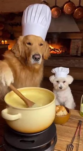 🎧ASMR🎧 Melting Cheese Fondue! 🧀 Dog Chefs' Cheesy Dip! #ASMR #CheeseFondue #DogChef #Satisfying
