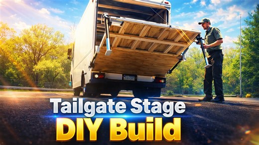 Tailgate transformation from vehicle to stage part 1