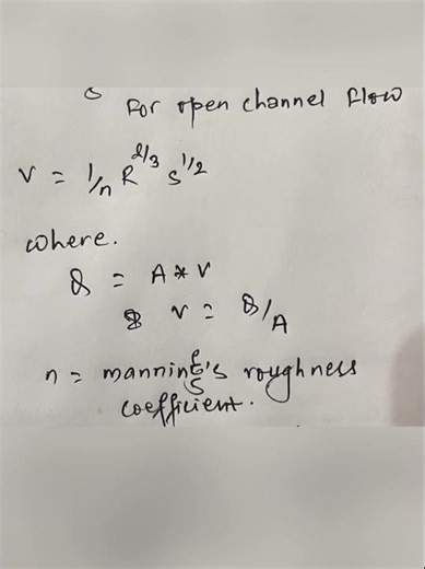 Mannings equations for Open Channel flow |most important formula in hydraulics #mannings #formula1