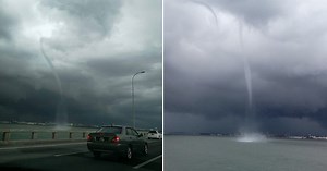 [VIDEOS] Waterspout Near The Penang Bridge Looks Just Like A Mini ‘Tornado’