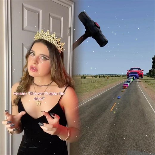 The Princess locks herself in her room after arguing w/ the evil Queen. The King tries to help