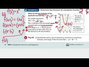 EnVision Algebra 2 Lesson 2-1: Vertex Form of a Quadratic Function - Example 2