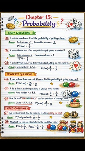 Shiksha Vatika | 📘 Class X Maths | Chapter 15: Probability 🎲✨ Easy ➝ Moderate ➝ Hard Handwritten ✍️ | Colorful 🌈 | Exam-oriented ✅ Board exam ke liye... | Instagram