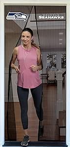 Magic Mesh NFL- Hands Free Magnetic Screen Door, Mesh Curtain, Frame Hook & Loop, Hands Free, Pet & Kid Friendly- Fits Doors up to 39 x 83 Inches