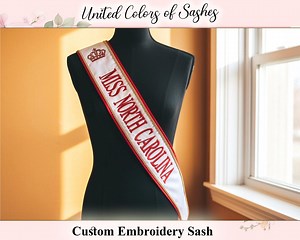 Embroidery Pageant Sash - Custom Embroidery Lace Sash - Personalized Sash - Custom Sash - Your Text Sash - Bridesmaid Sash- Prom Night Sash - Etsy