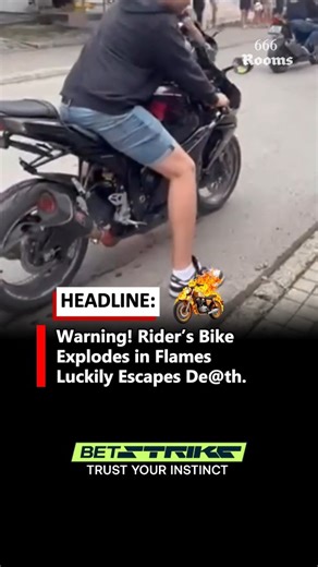 666 Rooms on Instagram: "A rider’s reckless over-acceleration turned dangerous when his bike’s silencer overheated and caught fire in the middle of the street. Within seconds, flames engulfed the vehicle, forcing him to jump off as smoke filled the air — a stark reminder of how excessive revving can lead to serious mechanical failure and fire hazards."