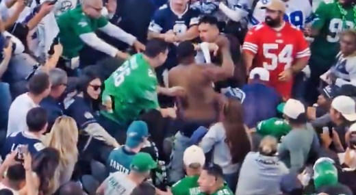 Absolute Mayhem: Eagles & Cowboys Fans Throw Haymakers in Massive AT&T Stadium Brawl [VIDEO]