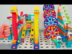 Rainbow Balls in Vtech Marble Run Race ASMR Combination | Colored Pop Tubes