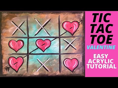 EP53- 'Tic-Tac-Toe Valentine' - Easy Valentine's Day acrylic painting tutorial for beginners
