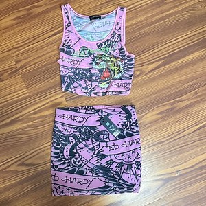 Ed Hardy Pink and Black Graphic Set