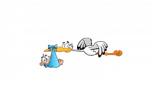 Download Stork Delivering A Newborn Baby Boy Cartoon Characters. 4K Animation for free
