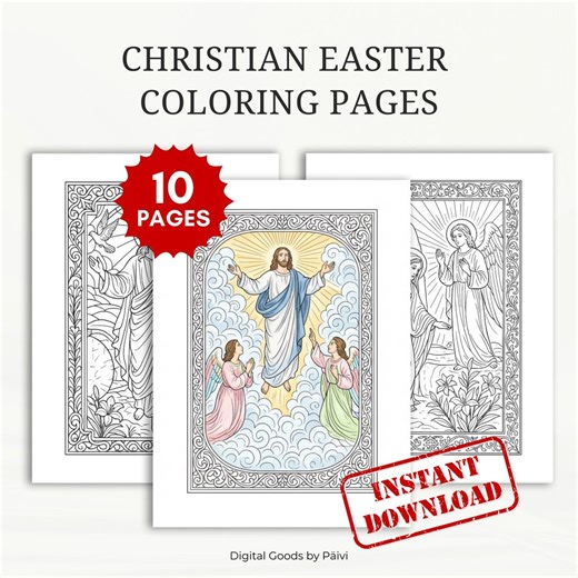 Christian Easter Coloring Pages for Adults: 10 Religious Spring Coloring Sheets (digital PDF) - Etsy