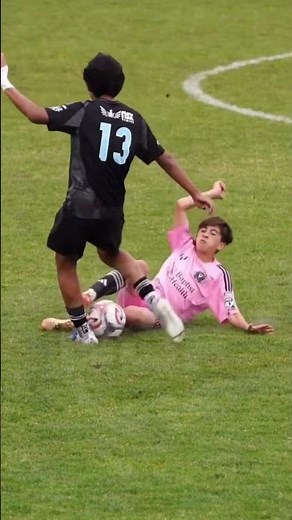 Thiago Messi's incredible sliding tackle 😱 #leomessi #messi #thiagomessi #football