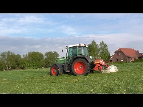 Gras Mähen mit Fendt Vario 312 TMS & Fendt Farmer 309LS am Wenden (Sound!!!)
