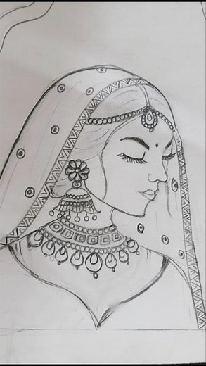 😍Indian Traditional women।। pencil sketch girl drawing ✨#art #drawing #shorts