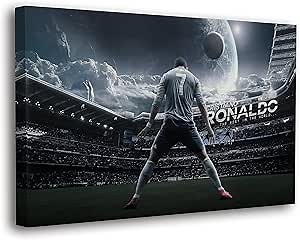 SpiritualHands Cristiano Ronaldo Soccer Superstar Wall Art Canvas Decor,Colorful Ronaldo Soccer Home Room Decor, Framed Poster (RONALDO BEST IN WORLD, 11" x 17" - Ready to Hang)