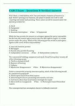 CAIB 2 Exam Questions Verified Answers