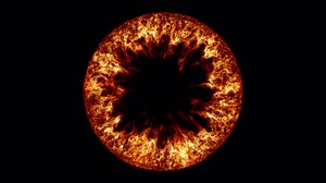 Fire circle burning rising looping on alpha background