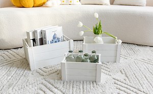 Watch Farmhouse White Wooden Crates For Storage,Decorative Boxes on Amazon Live