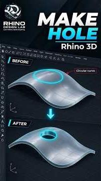 MakeHole in Rhino 3D | Create Holes in Surfaces & Solids #rhinotutorial #rhinodesignlab #rhino3d
