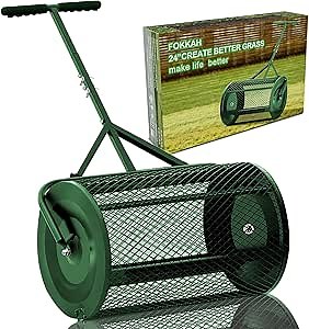 24''Peat Moss Spreader with Upgrade T Shaped Handle, Compost Spreader for Lawn and Garden Care