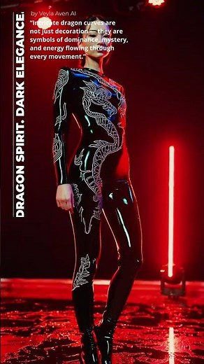Avant-garde fashion latex bodysuits with dragon patterns futuristic runway that redefines bold style