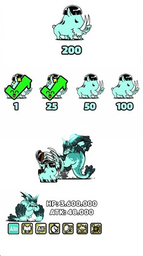 Xenobeast Bunaglios VS 1, 25, 50, 100 & 200 Nimoy Bore! #battlecats #gaming #thebattlecats