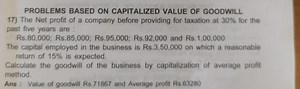 PROBLEMS BASED ON CAPITALIZED VALUE OF GOODWILL17) The Net pro... | Filo