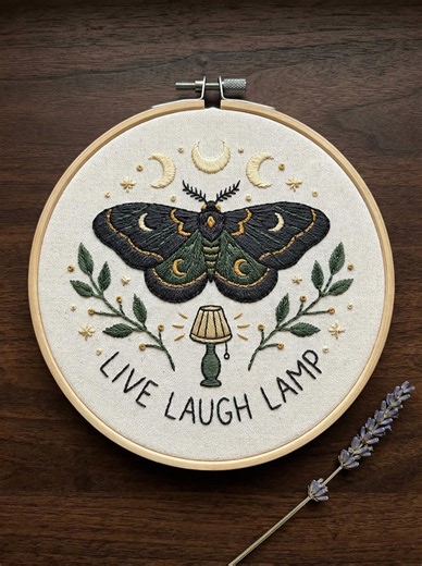 Nybörjarbroderikit | Moth Live Laugh Lamp Meme | Witchy Cottagecore Craft - Etsy Sverige