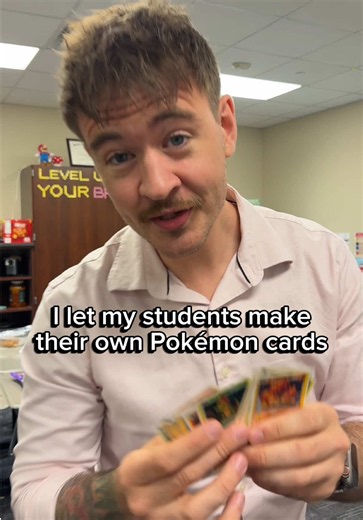 I did an activity with my students where they created their own “Pokémon” style cards and it was SO fun!! I did not make the Canva template, so unfortunately I can’t share the resource, but I loved how these turned out!! I’m officially starting a Mr. Shaw class binder collection now. #teacher #elementaryteacher #pokemon #teachertok #fyp