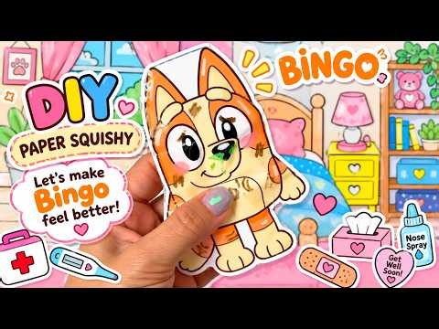 BLUEY Bingo Is Sick! 💙 Let’s Make Her Feel Better | DIY Paper Squishy Craft