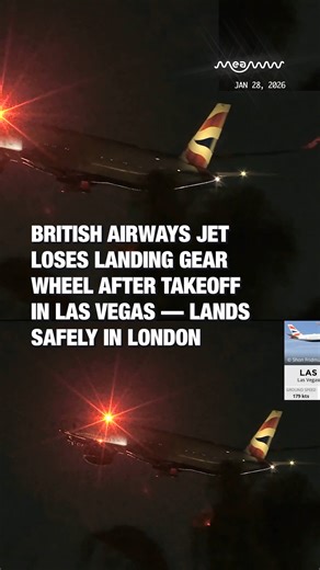 British Airways Jet Loses Landing Gear Wheel After Takeoff in Las Vegas — Lands Safely in London A British Airways flight from Las Vegas to London lost a landing gear wheel right after takeoff — and still landed safely hours later. BA274, an Airbus A350-1000, shed a right rear landing gear wheel just after departure from Las Vegas. The moment was caught on an automated live stream at the airport before the jet continued across the Atlantic and touched down safely in London with no injuries repor