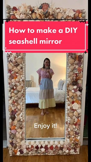 How to make a DIY seashell mirror! #diy #diyproject #mirror #seashells #interiordesign #interiordecor #shellart #shells #seaside #beach #beautiful