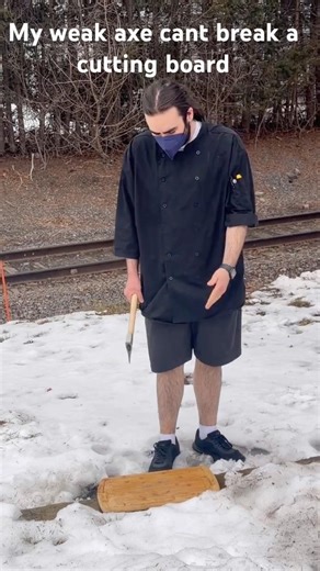 Chopping the chopping board #choppingboard #axe #letmeaxeyouaquestion