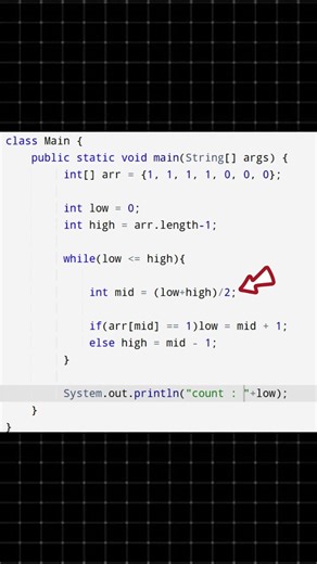 Count 1's in a sorted binary array #shorts