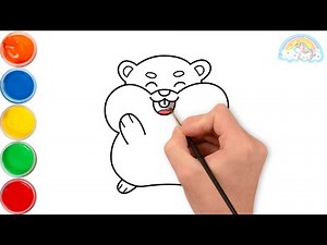 How to draw and color a HAMSTER for kids EASY and STEP BY STEP? 😍🌹