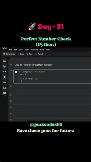 🚀 Day 31 – Perfect Number Check (Python)