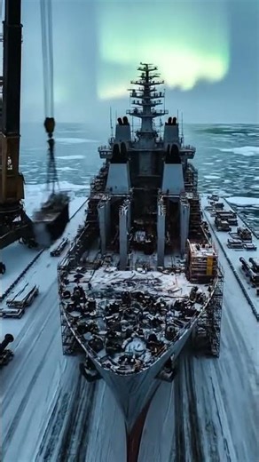 Ice-Class Vessel in Frozen Arctic Waters