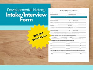 Developmental History Intake Form, Social History Interview Form, School Psychology Resource, Developmental Psychology Form, Client Intake - Etsy