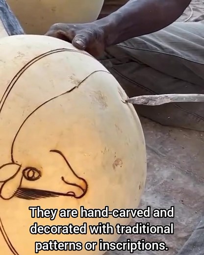Beautifully decorated calabash bowls, from a small village near Segou, Mali. They are made of calabashes or gourds, and hand-carved and decorated with traditional patterns or inscriptions. 📷Maliplanw Media | The African Nomad