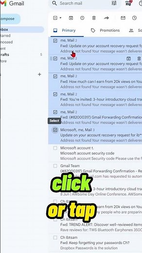 #shorts How to select multiple emails in Gmail