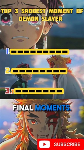 Top 3 Saddest Moments in Demon Slayer 💔 #demonslayer #anime #shorts